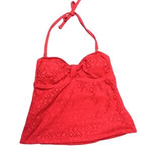 Catalina Swim Top Crochet Halter Coral‎ Tankini NEW Women's S Bathing Suit